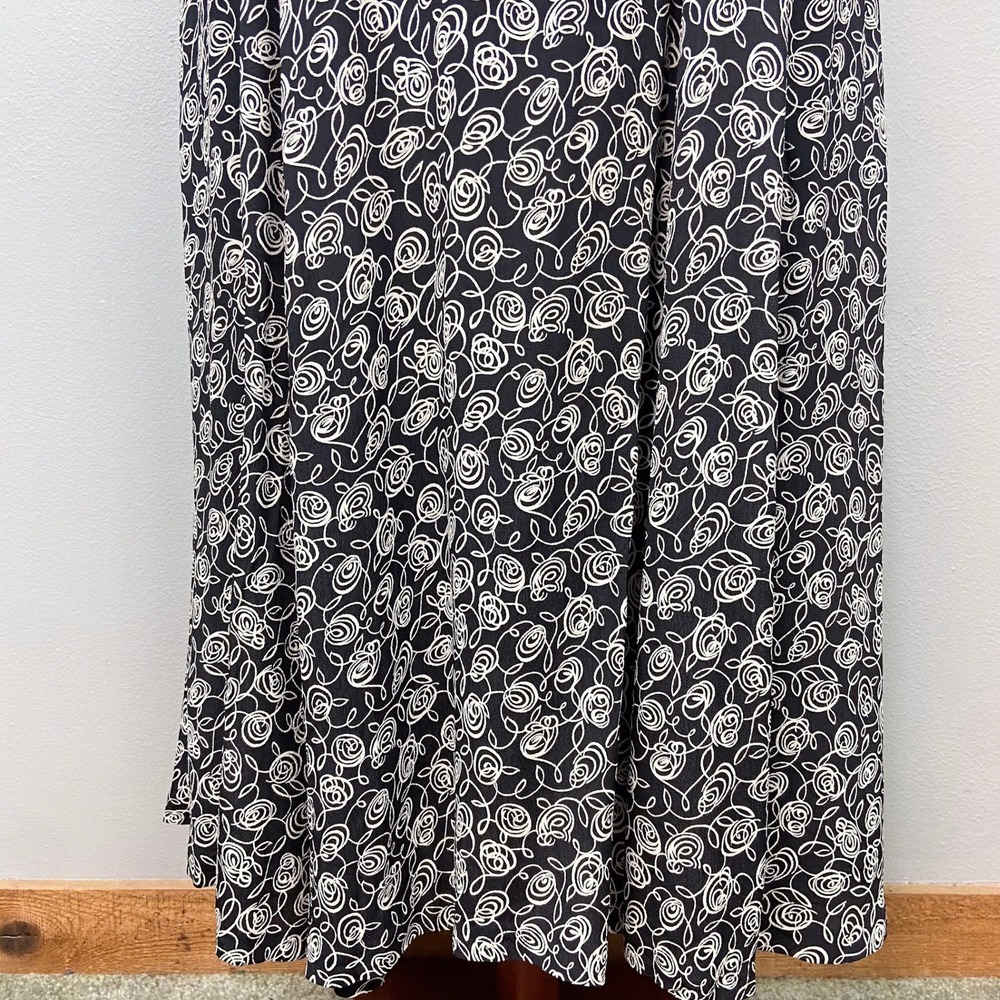 Vintage 80s 90s Laundry Shelli Segal Dress Sz 14 Black Floral Retro Swing Pinup - Picture 4 of 15